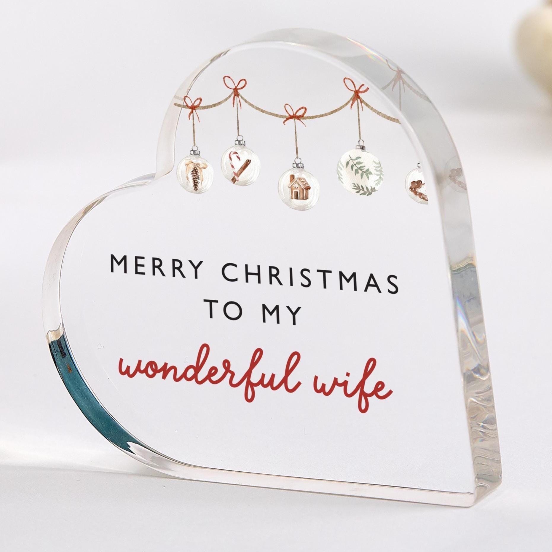 Christmas Gift for Wife Acrylic Heart Plaque