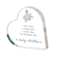 Christmas Gift for Wife Heart Plaque Keepsake Romantic Present for Husband, Boyfriend or Girlfriend with I’m Keeping You Message