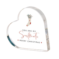 Christmas Gift for Wife, Heart Shaped Acrylic Plaque Keepsake for Boyfriend, Girlfriend, Husband or Fiancé Festive Present for Soulmate