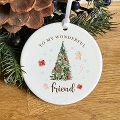 Christmas ornament for Mummy Nanny and Friend ornament with to my wonderful text for family nanny friend Xmas gift cute ceramic ornament