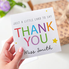 Colourful Thank You Card for Teacher Nurse Doctor Friend Colleague Rainbow Text Mini Appreciation Card for Her or Him