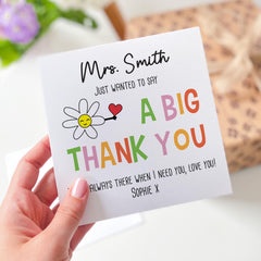Colourful Thank You Teacher Card – Big Thank You Message – Nursery, Reception or Primary End of Term or Teacher’s Day Gift Card from Child