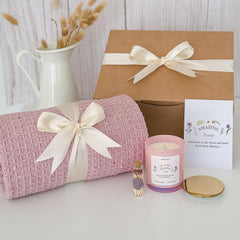 Cosy Gift Set Blanket Candle Mini Matches Card Gift for Nanny Mother's Day Grandma's Birthday Hygge Granny