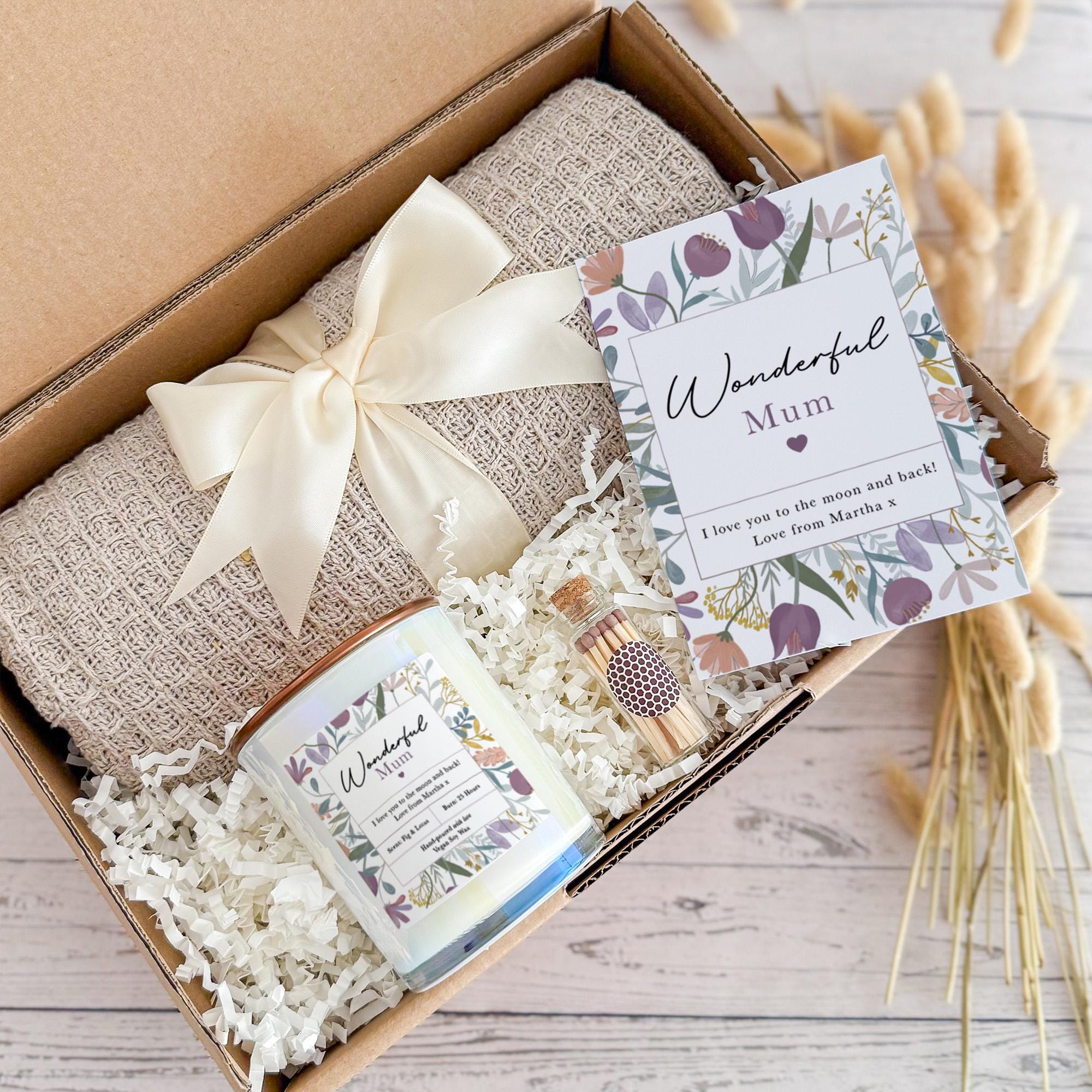 Cosy Gift Set Blanket Candle Mini Matches Jar and Card Gift for Mum Mother's Day Mum's Birthday Christmas Hygge