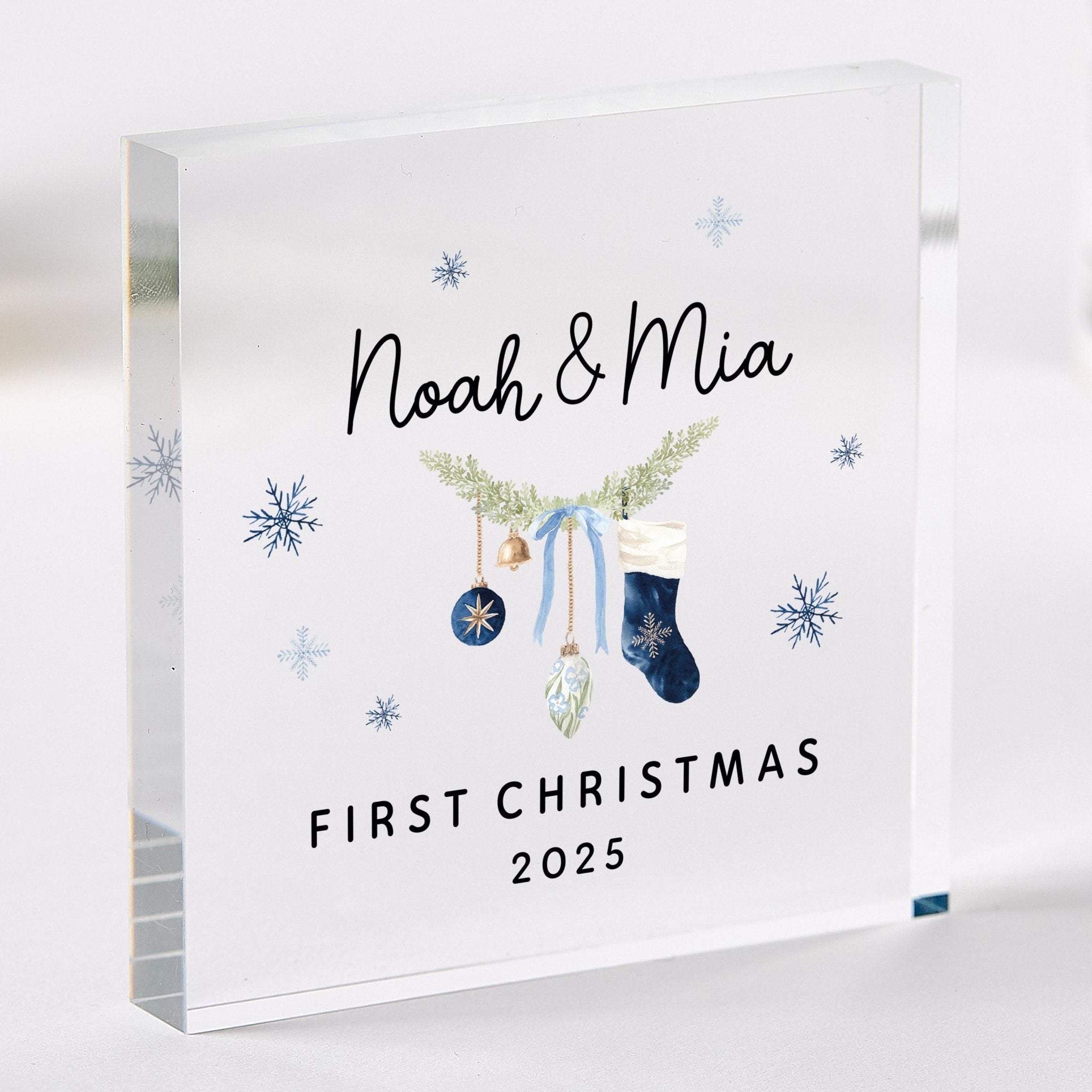 Couple’s First Christmas Acrylic Block – Personalised Romantic Keepsake Gift for Her or Him