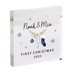 Couple’s First Christmas Acrylic Block – Personalised Romantic Keepsake Gift for Her or Him