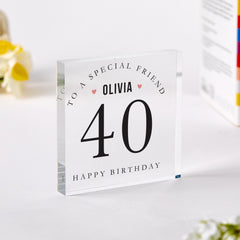 Custom Birthday Gift for friend Her or Him Acrylic Name Keepsake Milestone Age Display to a Special Friend or Loved One 30th 40th 50th 60th