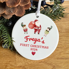 Custom Ceramic Christmas Keepsake Ornament for Baby's 1st Christmas Gift Daughter Son Grandparents Nephew Niece Holiday Ornament