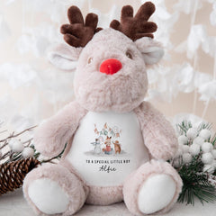 Custom Reindeer Teddy Christmas Gift for Little Boy from Parents Grandparents Auntie or Uncle Special Xmas Present for Son Nephew Grandson