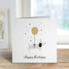 Cute Birthday Card With Cute Dog And Balloons Happy Birthday Card For Dog Owner Dog Mum Dad Dog Lover Girlfriend Funny Animal Card