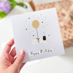 Cute Birthday Card With Cute Dog And Balloons Happy Birthday Card For Dog Owner Dog Mum Dad Dog Lover Girlfriend Funny Animal Card