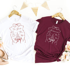 Cute Bridal Party T-Shirts Bride Bridesmaid Maid of Honour Matching Outfit Hen Weekend Bride Crew Bridal Shower Trip Keepsake Messy Coquette