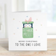 Cute Christmas Card for Boyfriend Husband Wife Girlfriend Partner Funny Penguin Design Romantic Xmas Card