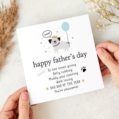 Cute Dog Dad Father's Day Card From the Dog Card for Pet Lover Fun Treat Giving Muddy Paw Cleaning Walk Loving Dog Owner Gift Card