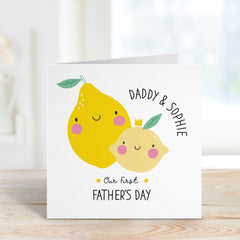 Cute Our First Father's Day Card With Name Gift Card For Daddy Dad Son Daughter 1St Father's Day Daddy Baby Fathers Day Mini Lemon