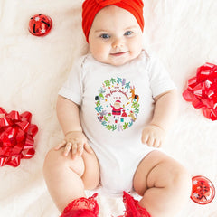 Cute Personalised First Christmas bodysuit with Santa Claus Gift for baby girl boy Matching Bib 1st Xmas outfit daughter son nephew niece