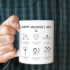 Cute Valentine's Mug Gift for Partner In Crime Love of My Life Perfect Match Unique Gift