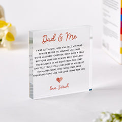 Dad & Me Personalised Gift for Daddy Acrylic Plaque Special Gift from Daughter Keepsake for Dad's Birthday Christmas or Father's Day Present