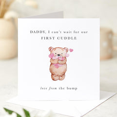 Daddy to Be First Father’s Day Card From Baby Girl Custom Name Sweet Bear Keepsake from the Bump Perfect for Expectant New Dads