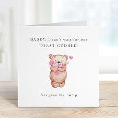 Daddy to Be First Father’s Day Card From Baby Girl Custom Name Sweet Bear Keepsake from the Bump Perfect for Expectant New Dads