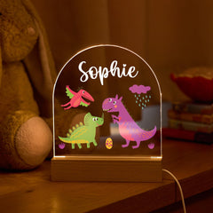 Dinosaur Night Light Custom Name LED Lamp Kids Room Decor Dino Theme Nursery Gift for Boys & Girls Birthday