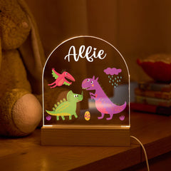 Dinosaur Night Light Custom Name LED Lamp Kids Room Decor Dino Theme Nursery Gift for Boys & Girls Birthday