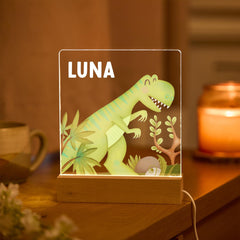 Dinosaur Night Light Custom Name LED Lamp T - Rex Kids Room Decor Nursery Gift for Boys Girls 1st - 6th Birthday