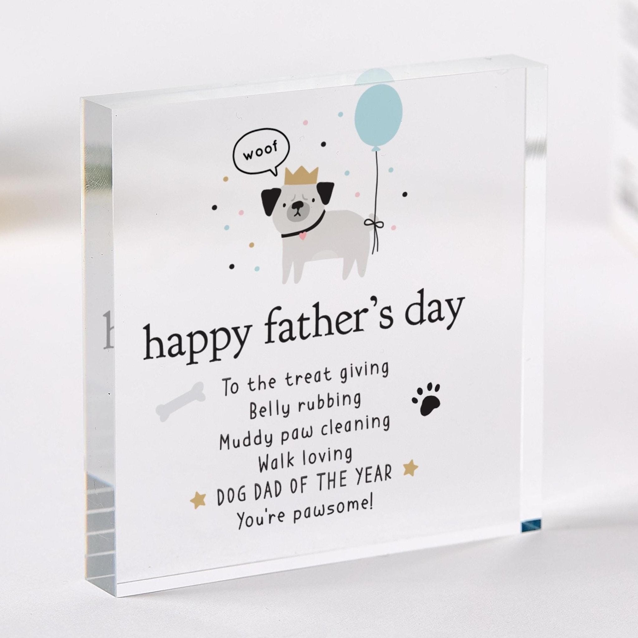 Dog Dad Fathers Day Cute Acrylic Plaque Cartoon Dog Fun Pet Lover Keepsake Him Dog Owner Present Crazy Dogdad