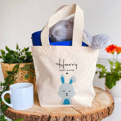 Easter Bag With Name Personalised Easter Gift For Boy Or Girl Pink Or Blue Bunny Egg Hunt Bags Baskets