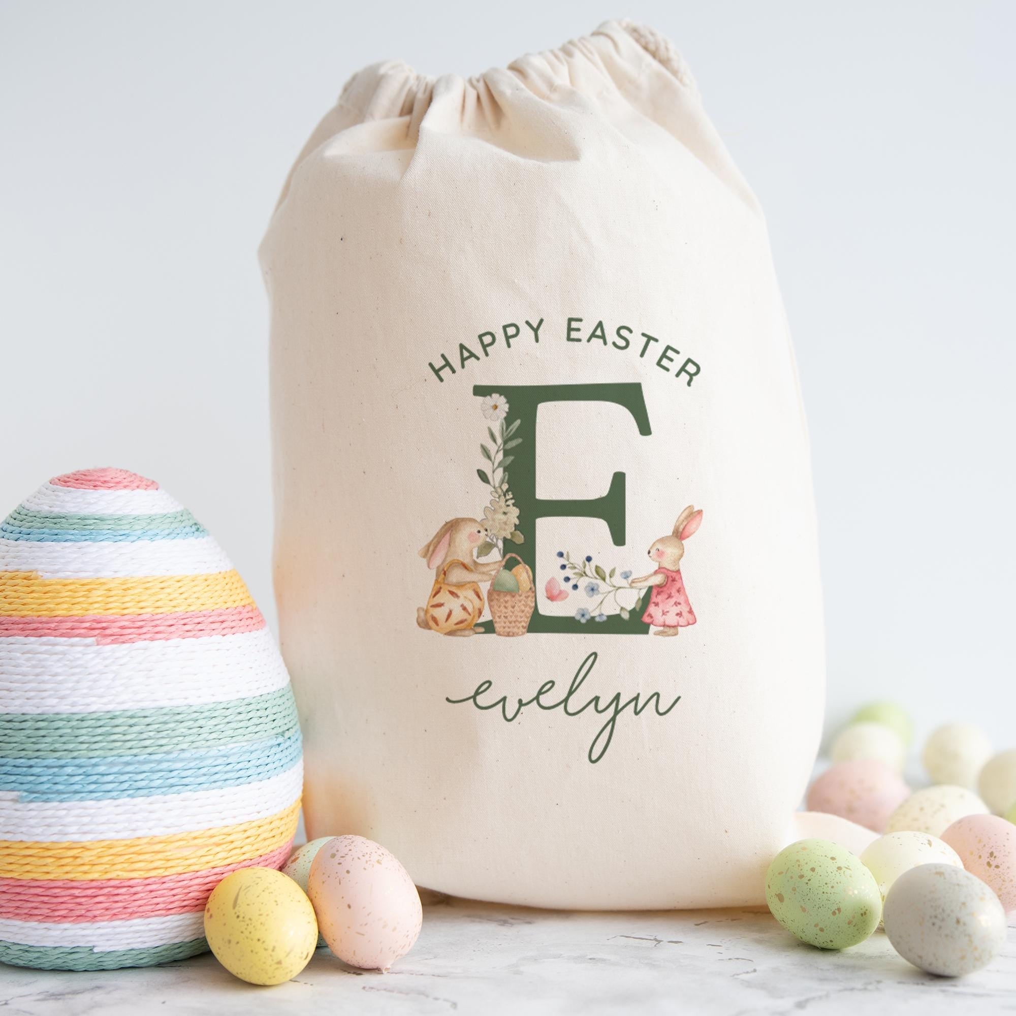 Easter Bunny Sack - Gift for Son, Daughter, Grandchild, Niece or Nephew – Custom Name Egg Hunt Bag