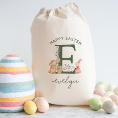 Easter Bunny Sack - Gift for Son, Daughter, Grandchild, Niece or Nephew – Custom Name Egg Hunt Bag