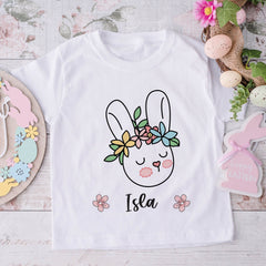 Easter Bunny Tshirt Baby Bodysuit Babygrow Personalised Kids T-Shirt With Name Bunny Design For Boys Girls