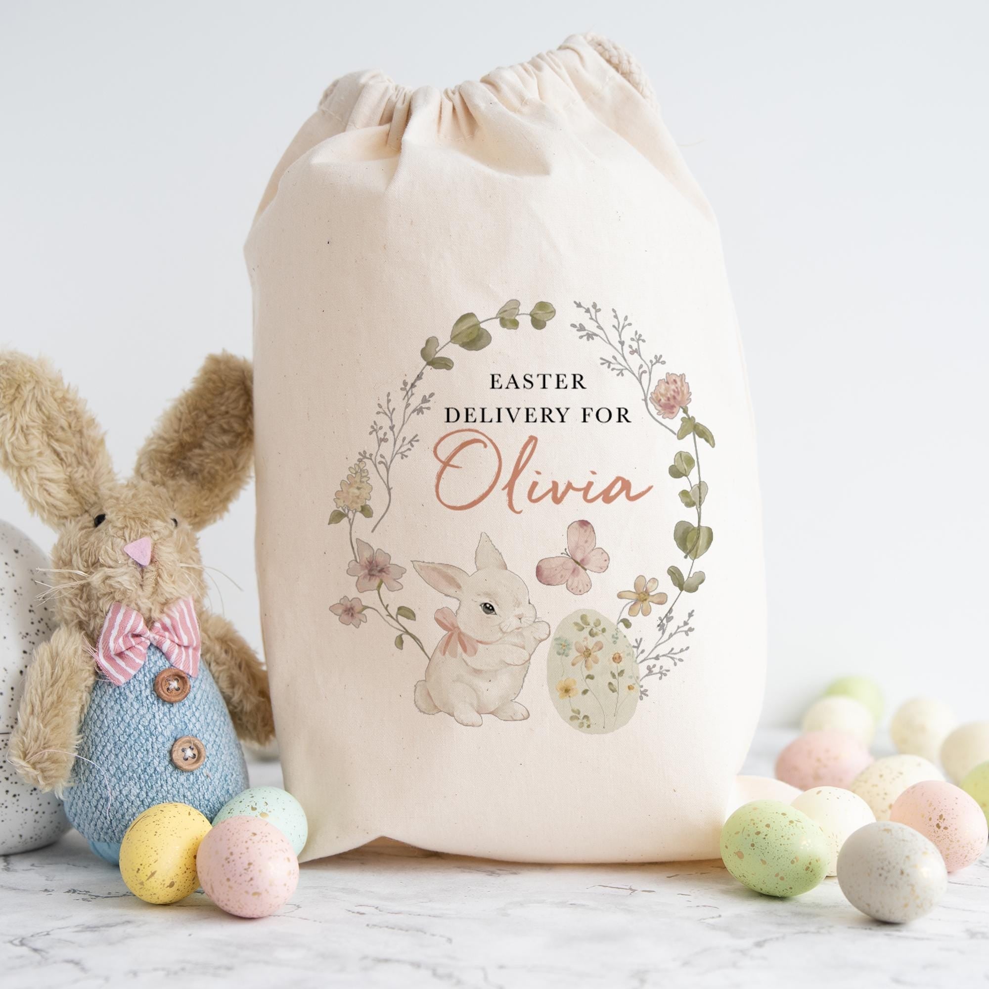 Easter Egg Hunt Sack - Gift for Kids – Bunny Delivery Bag with Custom Name