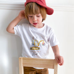 Easter Excavator T-shirt for Baby or Toddler – Personalised Eggscavator Funny Gift for Kids