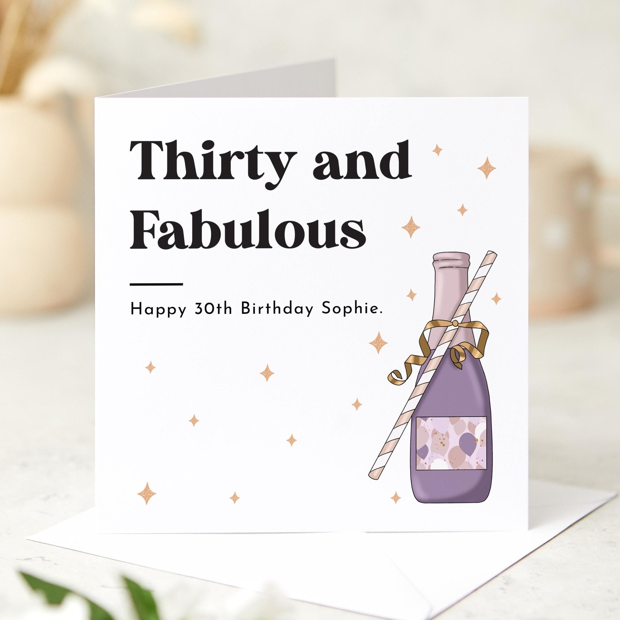 Elegant 30th Birthday Card – Thirty and Fabulous Keepsake – Stylish Milestone Card for Her – Custom Birthday Gift for Daughter Sister Friend