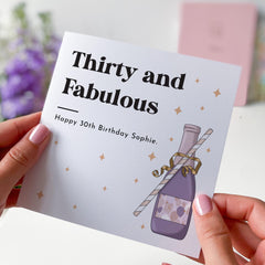 Elegant 30th Birthday Card – Thirty and Fabulous Keepsake – Stylish Milestone Card for Her – Custom Birthday Gift for Daughter Sister Friend