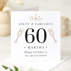 Elegant 60th Birthday Card for Her – Customisable with Name – Keepsake Milestone Card for Mum Nan Aunt or Friends – Thoughtful Gift