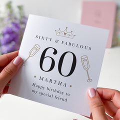 Elegant 60th Birthday Card for Her – Customisable with Name – Keepsake Milestone Card for Mum Nan Aunt or Friends – Thoughtful Gift