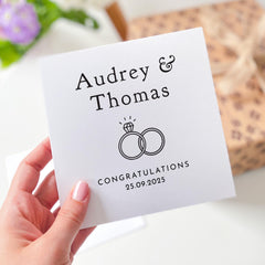Elegant Wedding or Engagement Card for Couples Personalised with Names and Date Custom Congratulations Keepsake Minimalist Design