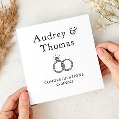 Elegant Wedding or Engagement Card for Couples Personalised with Names and Date Custom Congratulations Keepsake Minimalist Design