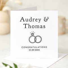 Elegant Wedding or Engagement Card for Couples Personalised with Names and Date Custom Congratulations Keepsake Minimalist Design