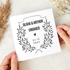Engagement Card for Couple with Modern Black and White Stylish Design Personalised with Names Date Engaged Gift Keepsake for her him friends