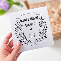 Engagement Card for Couple with Modern Black and White Stylish Design Personalised with Names Date Engaged Gift Keepsake for her him friends