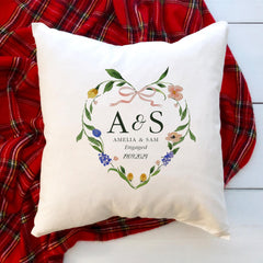 Engagement gift cushion cover with name and date Gift for newly engaged couple her him friends Congratulations on your engagement Keepsake