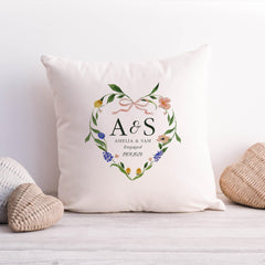 Engagement gift cushion cover with name and date Gift for newly engaged couple her him friends Congratulations on your engagement Keepsake