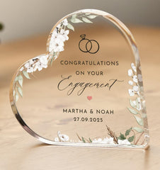 Engagement Gift for a Newly Engaged Couple Acrylic Heart Keepsake Romantic Present for Fiancés or Friends Wedding Gift Bridal Shower Bride