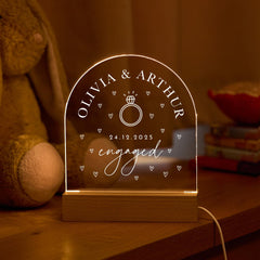 Engagement LED Gift Custom Couple Name Wedding Date Keepsake Bedroom Decor Romantic Home Gift