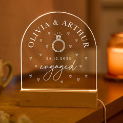 Engagement LED Gift Custom Couple Name Wedding Date Keepsake Bedroom Decor Romantic Home Gift