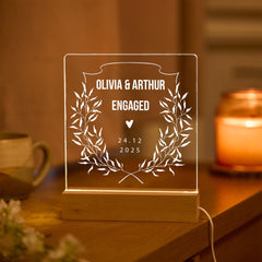 Engagement LED Night Light Custom Couple Gift for Fiancé Wedding Proposal Keepsake Romantic Home Decor