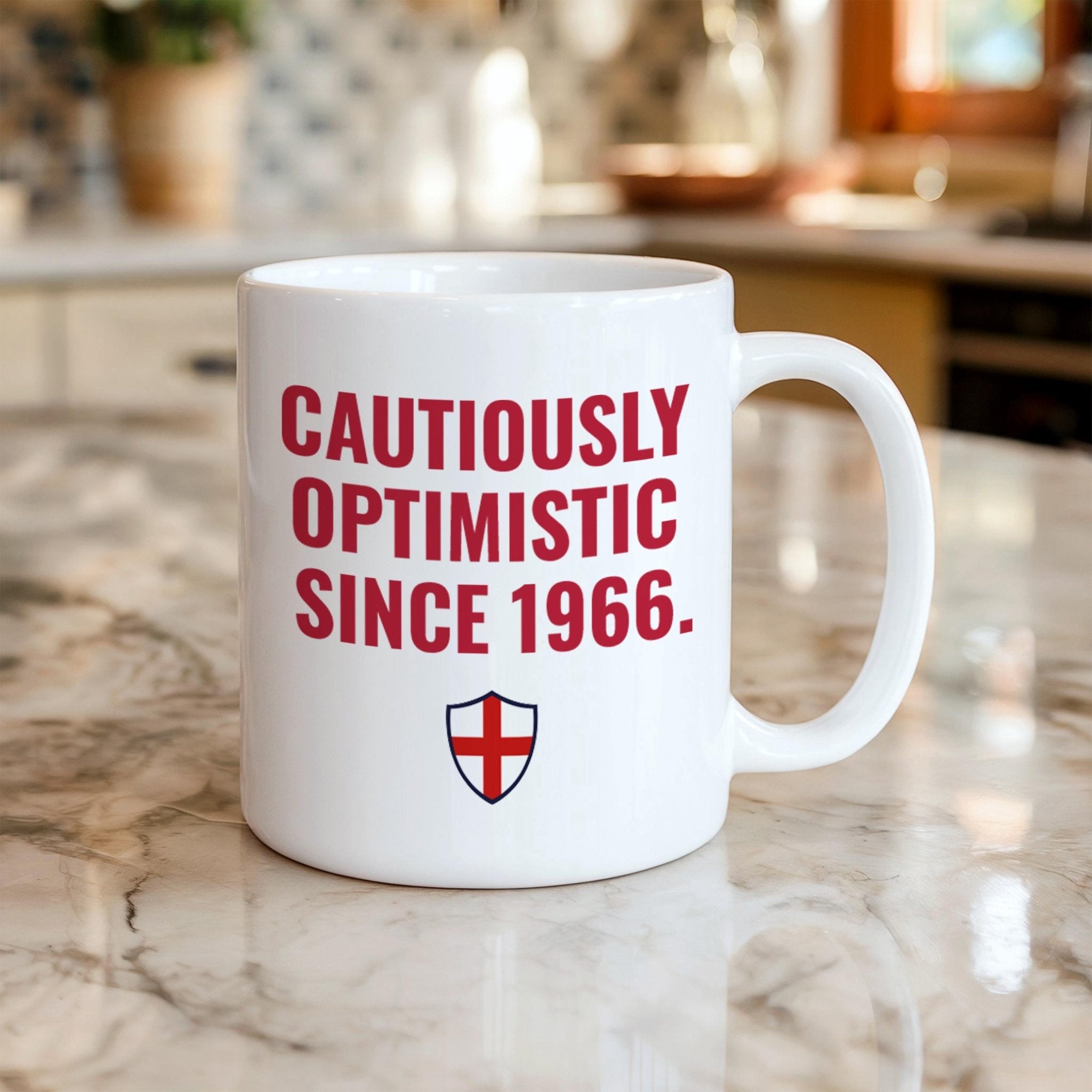 England Football World Cup 2026 Mug – Cautiously Optimistic Since 1966. Match Day Gift